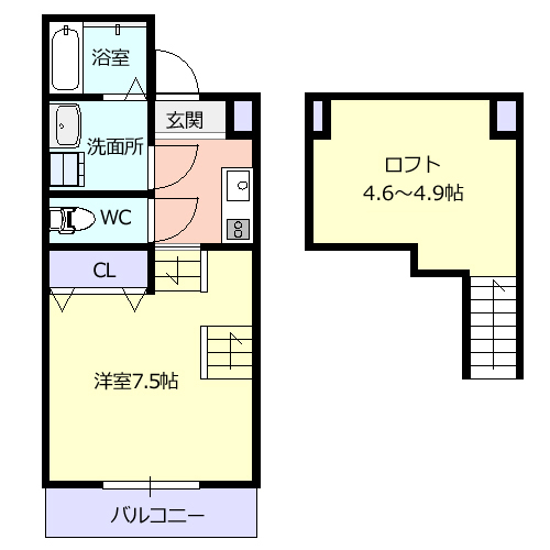 山形市東原町のアパートの間取り