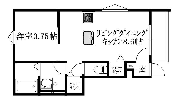 松山市和泉北のアパートの間取り