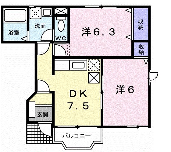 浅口市金光町大谷のアパートの間取り