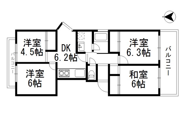 芦屋市打出小槌町のマンションの間取り