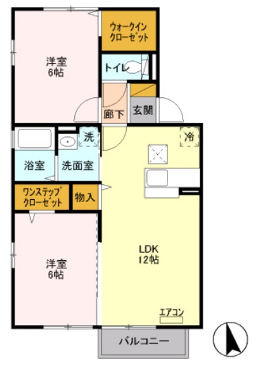 上尾市大字瓦葺のアパートの間取り