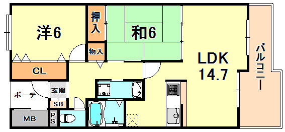 神戸市灘区原田通のマンションの間取り