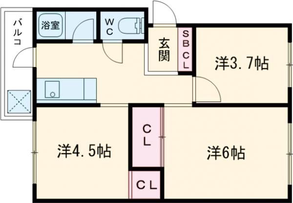 北野田マンション巽Ａ棟の間取り