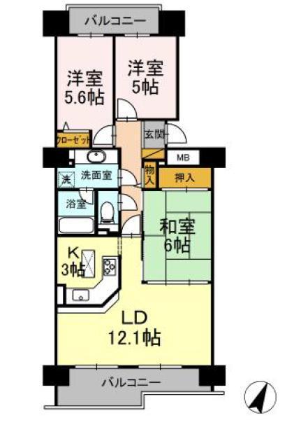 サンパセオ新柏Ｅ棟の間取り