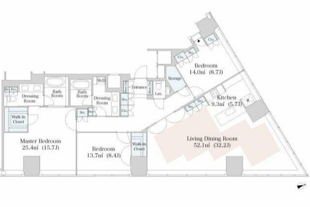 新宿区西新宿のマンションの間取り