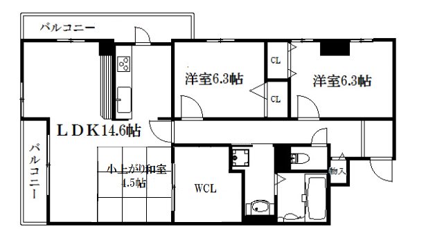 京都市右京区西院南高田町のマンションの間取り