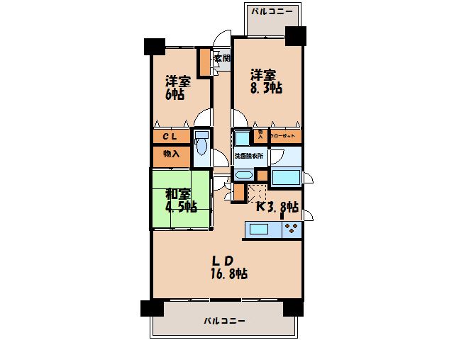 【岩国市麻里布町のマンションの間取り】