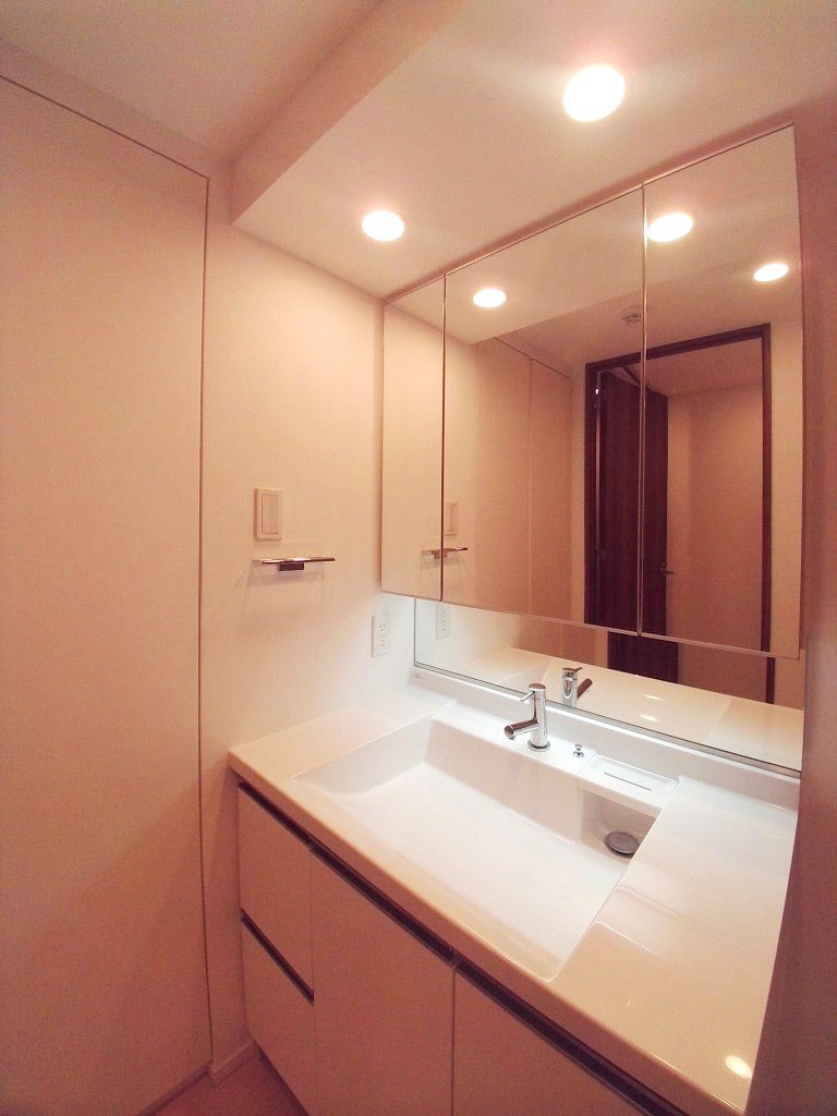 洗面設備　【フォレストビュー護国寺】三面鏡の洗面台です。