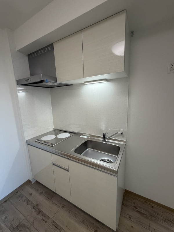 キッチン　同型参考写真　システムキッチン採用。料理がしやすい2口コンロ