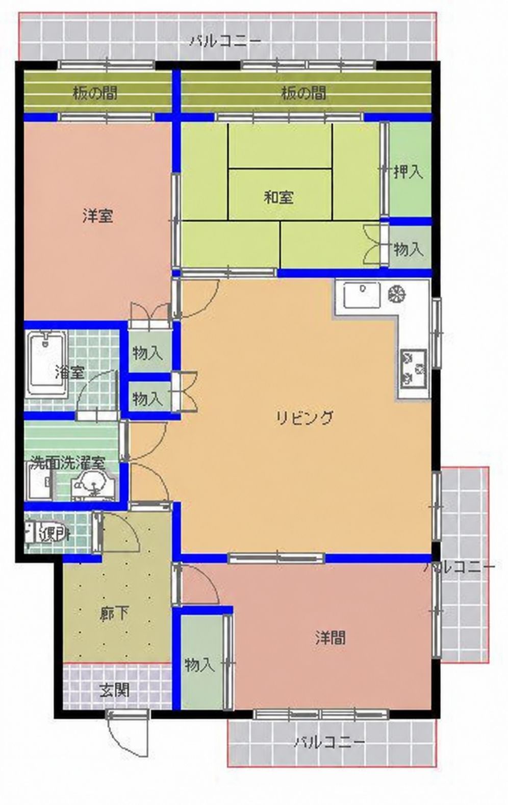 西鉄天神大牟田線 薬院駅 徒歩10分 7階建 築45年の間取り写真