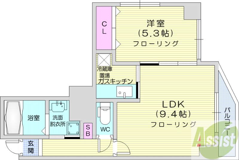 地下鉄南北線 中島公園駅 徒歩19分 9階建 築21年の間取り写真