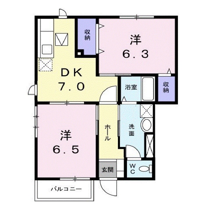 ＪＲ山陽本線 松永駅 徒歩10分 2階建 築24年の間取り写真