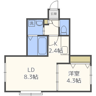 札幌市手稲区曙一条のマンションの間取り