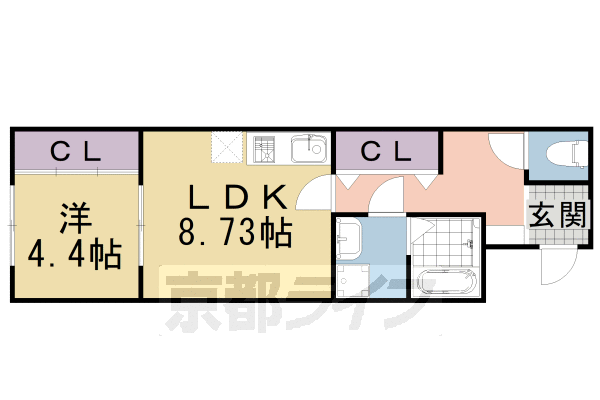 京都市下京区西田町のマンションの間取り