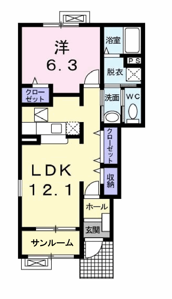 上山市金生西のアパートの間取り