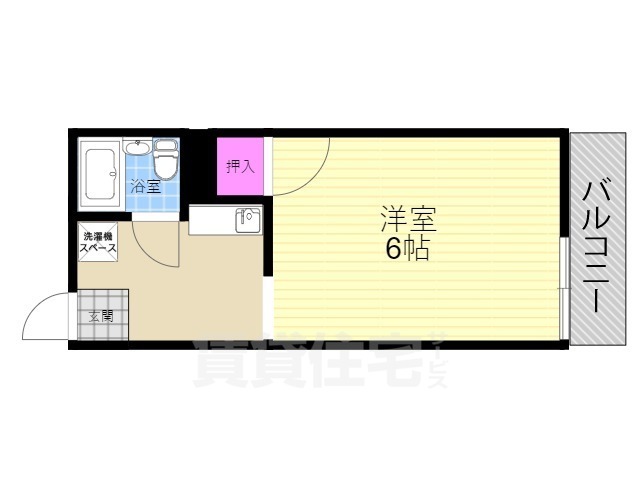 京都市右京区嵯峨石ケ坪町のマンションの間取り