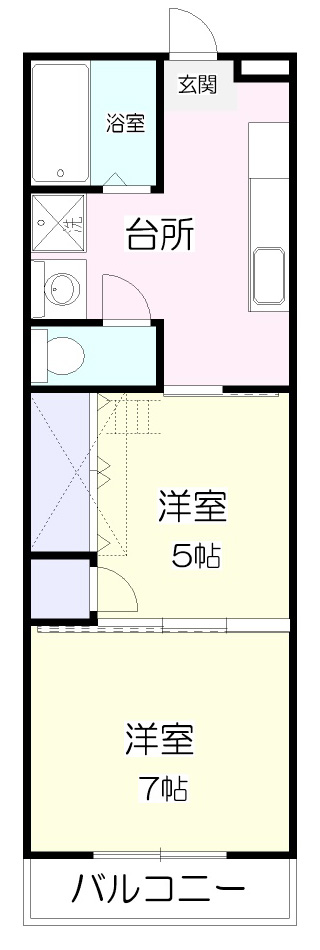 仙台市宮城野区福田町のアパートの間取り