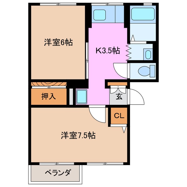 松阪市射和町のアパートの間取り