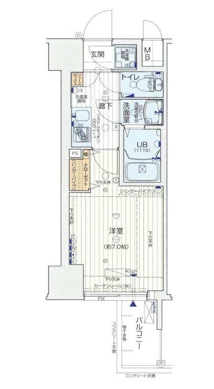 大阪市中央区農人橋のマンションの間取り