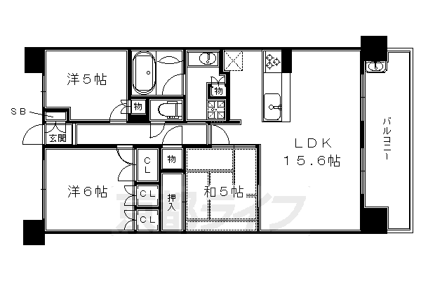 向日市寺戸町のマンションの間取り