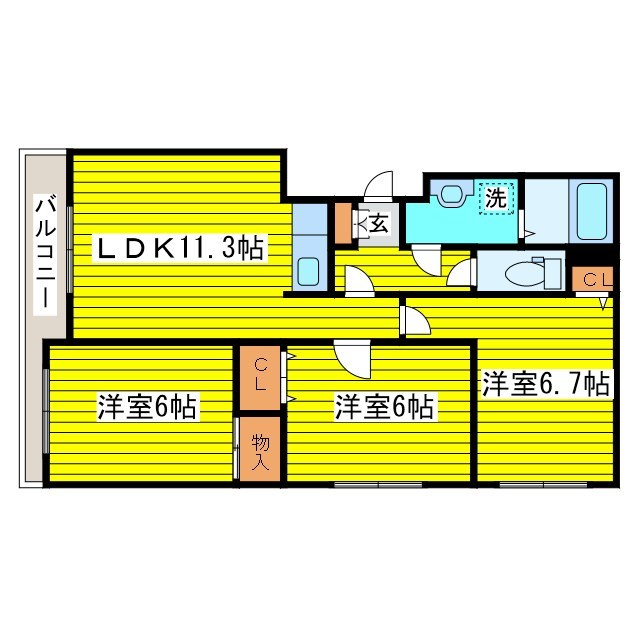 札幌市東区北二十二条東のマンションの間取り