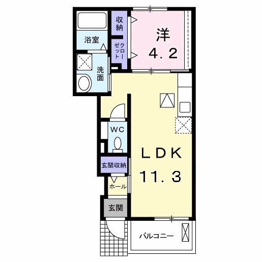 米子市旗ヶ崎のアパートの間取り