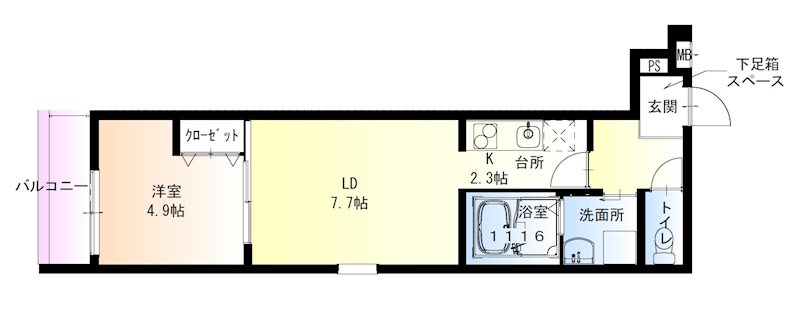 西宮市川西町のアパートの間取り