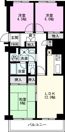 ルネ春日部4号棟の間取り