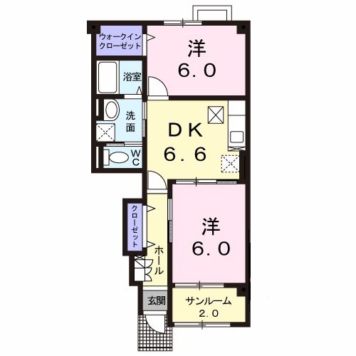 長野市大字上駒沢のアパートの間取り