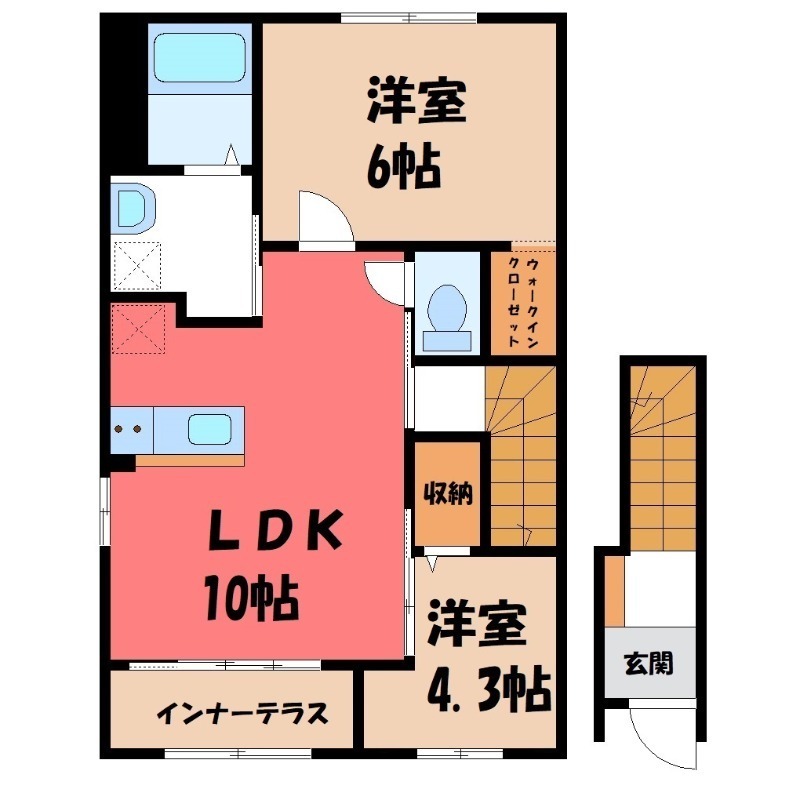 栃木市大町のアパートの間取り