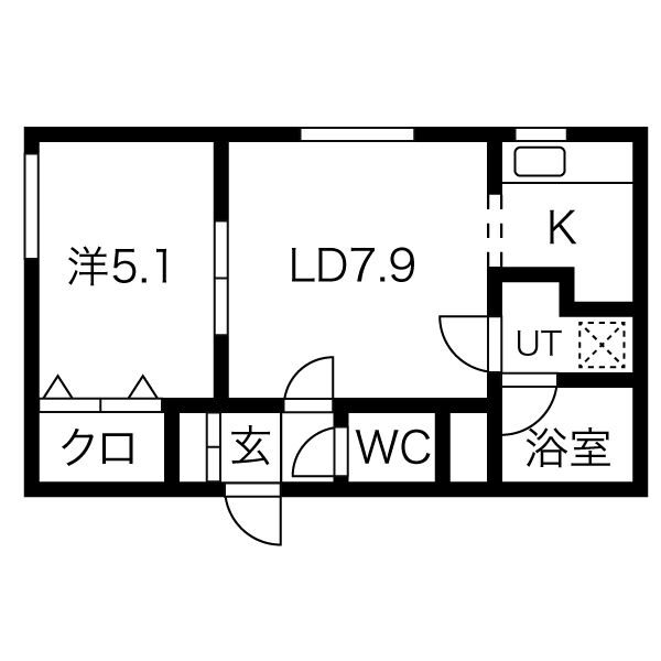 札幌市東区北三十六条東のマンションの間取り