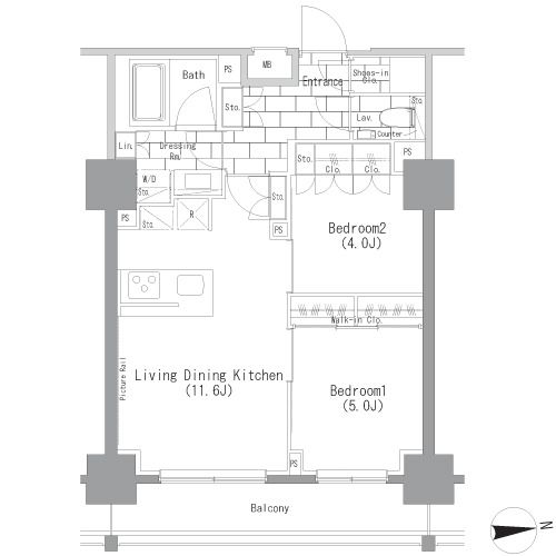 台東区上野のマンションの間取り