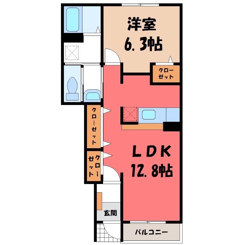 栃木市大森町のアパートの間取り