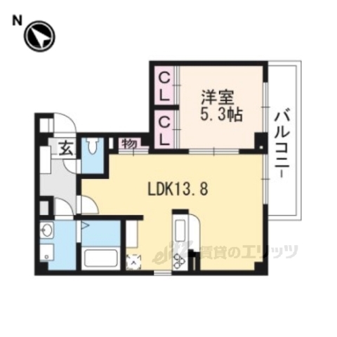 京都市伏見区石田内里町のマンションの間取り