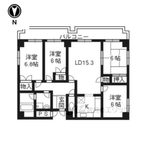 京都市東山区大黒町のマンションの間取り