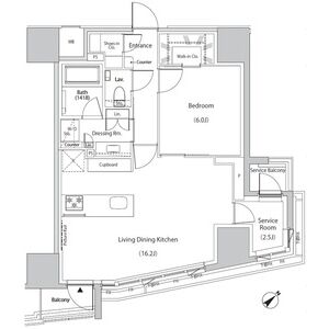 新宿区市谷田町のマンションの間取り