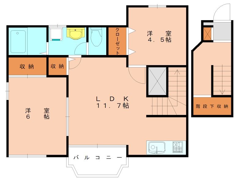 古賀市中央のアパートの間取り