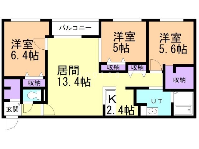 札幌市白石区菊水元町二条のマンションの間取り