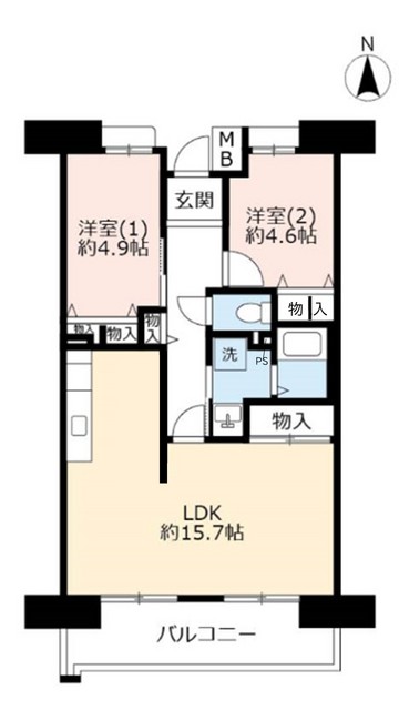 ＵＲシティコート曽根東町第２の間取り