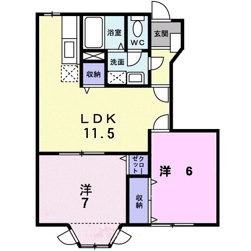 小城市三日月町久米のアパートの間取り