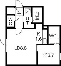 札幌市東区北十六条東のマンションの間取り