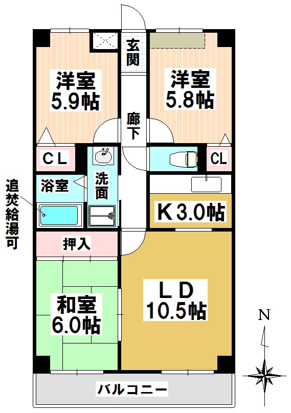 名古屋市瑞穂区山下通のマンションの間取り