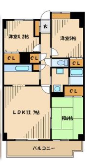 横浜市都筑区茅ケ崎南のマンションの間取り