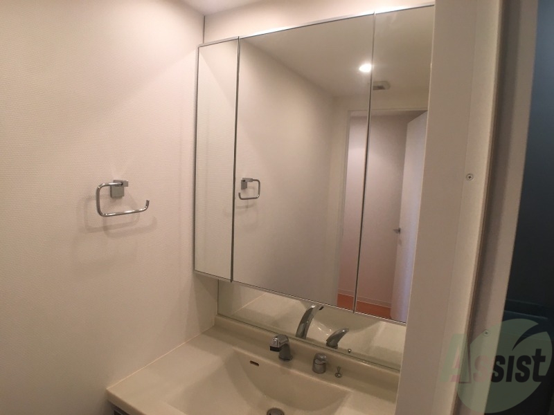 洗面設備　独立洗面台です。大きくてよいですね。シャンプーもできます。