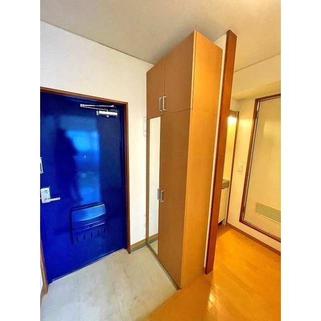 玄関　鏡付きのシューズボックス