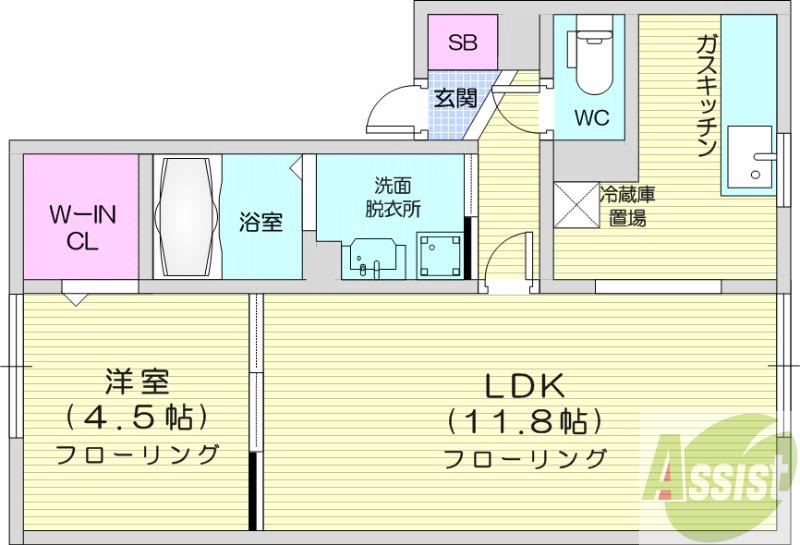 ＪＲ函館本線 稲積公園駅 徒歩13分 2階建 築19年の間取り写真