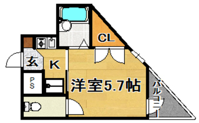 大阪市東淀川区上新庄のマンションの間取り