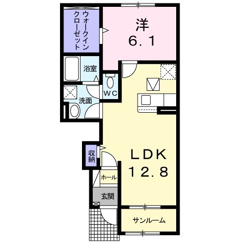 富士吉田市上吉田のアパートの間取り