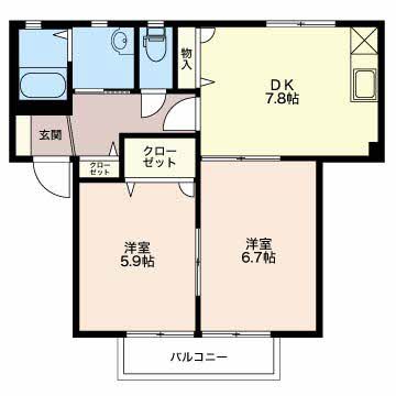 見附市学校町のアパートの間取り