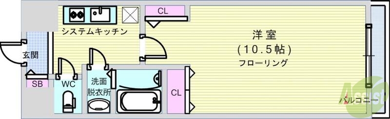 大阪市西区土佐堀のマンションの間取り